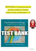 Test Bank for Psychopharmacology&colon; Drugs&comma; the Brain&comma; and Behavior 3rd Edition by Jerrold S&period; Meyer & Linda F&period; Quenzer ISBN 9781605355559 Chapter 1-20 &vert; Complete Guide A&plus;