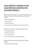 AHLEI HOSPITALITY MANAGER ACTUAL EXAM PAPER 2026 QUESTIONS WITH SOLUTIONS GRADED A&plus;