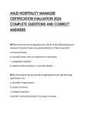 AHLEI HOSPITALITY MANAGER CERTIFICATION EVALUATION 2026 COMPLETE QUESTIONS AND CORRECT ANSWERS