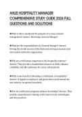 AHLEI HOSPITALITY MANAGER COMPREHENSIVE STUDY GUIDE 2026 FULL QUESTIONS AND SOLUTIONS