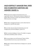 AHLEI HOSPITALITY MANAGER FINAL PAPER 2026 EXAMINATION QUESTIONS AND ANSWERS GRADED A&plus;