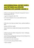 AICE INTERNATIONAL HISTORY PAPER 2 2025 TEST BANK 2026 UPDATED QUESTIONS WITH ANSWERS GRADED A&plus;