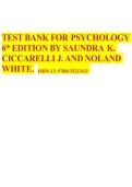 TEST BANK FOR PSYCHOLOGY  6th EDITION BY SAUNDRA K&period;  CICCARELLI J&period; AND NOLAND WHITE&period; ISBN-13&colon; 9780135212431 2026 STUDY GUIDE