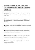 PHYSIOLOGY NBME ACTUAL EXAM STUDY GUIDE 2026 FULL QUESTIONS AND ANSWERS GRADED A&plus;