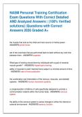 NASM Personal Training Certification  Exam Questions With Correct Detailed  AND Analyzed Answers &vert; &lpar;100&percnt; Verified  solutions&rpar; &vert;Questions with Correct  Answers 2026 Graded A&plus;