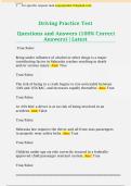 Driving Practice Test  Questions and Answers &lpar;100&percnt; Correct  Answers&rpar; &vert; Latest