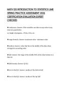 MATH 120 INTRODUCTION TO STATISTICS LIME SPRING PRACTICE ASSESSMENT 2026 CERTIFICATION EVALUATION EXPERT CHECKED