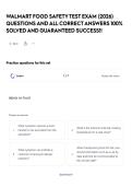 WALMART FOOD SAFETY TEST EXAM &lpar;2026&rpar; QUESTIONS AND ALL CORRECT ANSWERS 100&percnt; SOLVED AND GUARANTEED SUCCESS&excl;&excl;