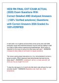 HESI RN FINAL EXIT EXAM ACTUAL  &lpar;2026&rpar; Exam Questions With   Correct Detailed AND Analyzed Answers   &vert; &lpar;100&percnt; Verified solutions&rpar; &vert;Questions   with Correct Answers 2026 Graded A&plus;  100&percnt;VERIFIED