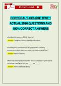 CORPORAL'S COURSE TEST 1 ACTUAL 2026 QUESTIONS AND 100&percnt; CORRECT ANSWERS