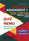 PVL1501 ASSIGNMENT 1 QUIZ MEMO - SEMESTER 1 - 2026 UNISA &ndash; DUE DATE&colon; - 27 MARCH 2026 &lpar;DISTINCTION GUARANTEED&excl;&rpar;