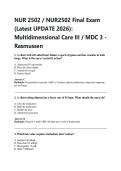 NUR 2502 &sol; NUR2502 Final Exam  &lpar;Latest UPDATE 2026&rpar;&colon;  Multidimensional Care III &sol; MDC 3 -  Rasmussen 
