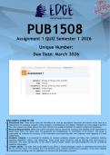 PUB1508 Assignment 1 &lpar;ANSWERS&rpar; Semester 1 2026 - DISTINCTION GUARANTEED