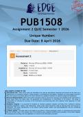 PUB1508 Assignment 2 &lpar;ANSWERS&rpar; Semester 1 2026 - DISTINCTION GUARANTEED