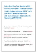 Dutch Bros Flow Test Questions With   Correct Detailed AND Analyzed Answers   &vert; &lpar;100&percnt; Verified solutions&rpar; GET IT 100&percnt;  ACCURATE Answers &vert;Questions   with Correct Answers 2026 Graded A&plus;  Guarranteed SUCCESS&excl;&excl; 