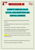 HUBSPOT INBOUND SALES ACTUAL 2026 QUESTIONS AND VERIFIED ANSWERS