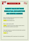 HUBSPOT SALES SOFTWARE EXAM ACTUAL 2026 QUESTIONS AND VERIFIED ANSWERS