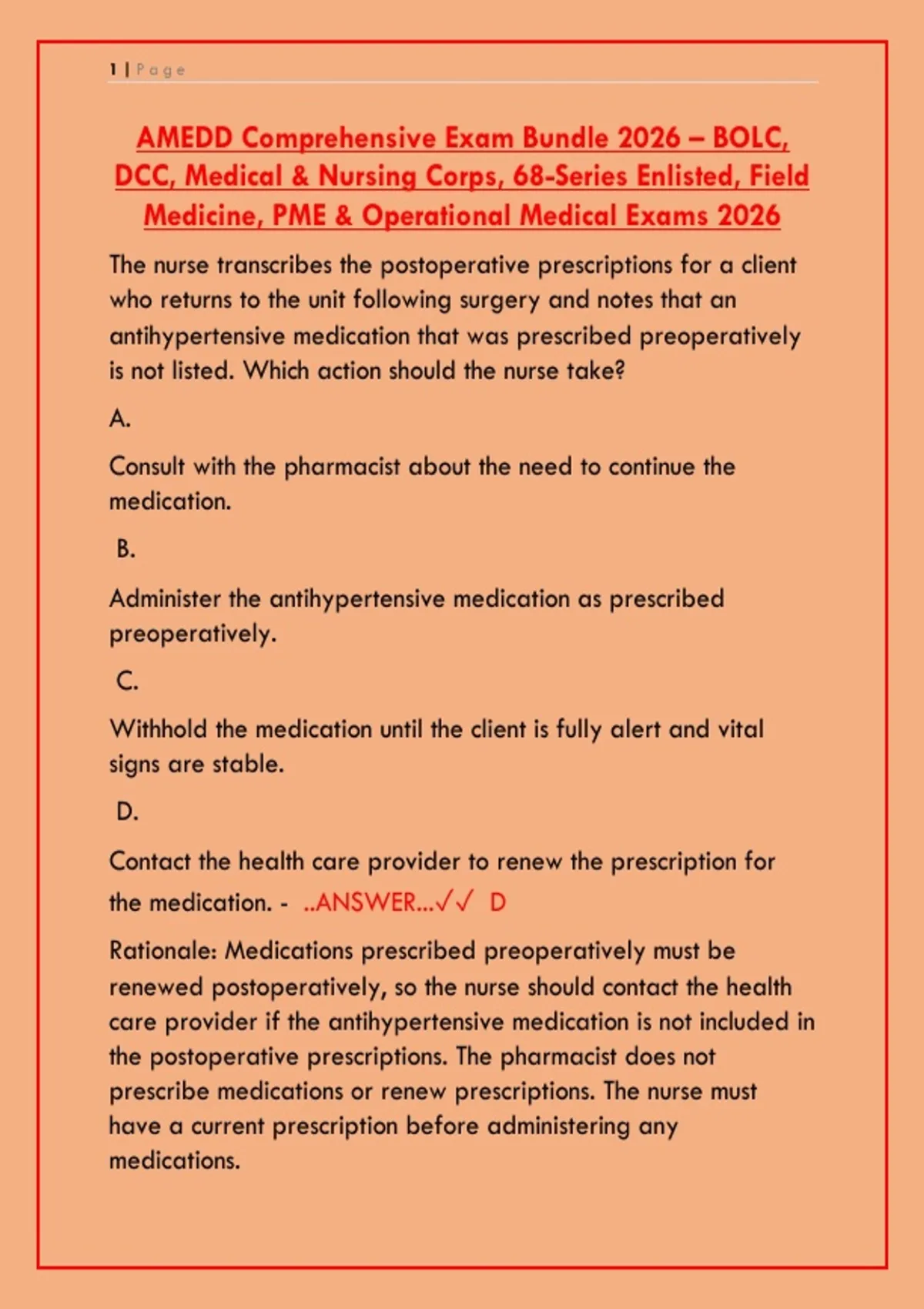 AMEDD Comprehensive Exam Bundle 2026 | BOLC, DCC, Nursing Corps & 68 ...