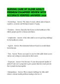 NURSING CARE OF OLDER ADULTS PREMIUM EXAMPREP REVIEW WITH ACCURATE VERIFIED ANSWERS 2026