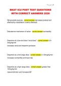 BKAT ICU POST TEST QUESTIONS  WITH CORRECT ANSWERS 2026 
