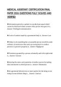 MEDICAL ASSISTANT CERTIFICATION FINAL PAPER 2026 QUESTIONS FULLY SOLVED AND VERIFIED
