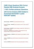 CAIB 3 Exam Questions With Correct  Detailed AND Analyzed Answers   &vert; &lpar;100&percnt; Verified solutions&rpar; &vert;Questions   with Correct Answers 2026 Graded A&plus;  Guaranteed SUCCESS&excl;&excl;&excl; &lpar;Latest  20262027 Update&rpar;