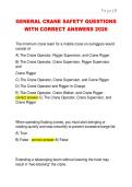 GENERAL CRANE SAFETY QUESTIONS  WITH CORRECT ANSWERS 2026