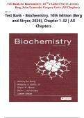 Test Bank - Biochemistry&comma; 10th Edition &lpar;Berg and Stryer&comma; 2026&rpar;&comma; Chapter 1-32 &vert; All Chapters