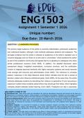 ENG1503 Assignment 1 &lpar;ANSWERS&rpar; Semester 1 2026 - DISTINCTION GUARANTEED