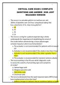 CRITICAL CARE EXAM 2 COMPLETE   QUESTIONS AND ANSWER  2026 JUST  RELEASED VERSION 