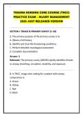 TRAUMA NURSING CORE COURSE &lpar;TNCC&rpar; PRACTICE EXAM &ndash; INJURY MANAGEMENT