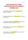 OHIO MOTORCYCLE TEMPS  EXAM QUESTIONS WITH CORRECT  ANSWERS 2026 