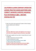 CALIFORNIA ALARM COMPANY OPERATOR LICENSE PRACTICE EXAM QUESTIONS AND CORRECT ANSWERS &lpar;VERIFIED ANSWERS&rpar; PLUS RATIONALES 