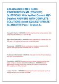 ATI ADVANCED MED SURG  PROCTORED EXAM &lpar;2026&sol;2027&rpar;  QUESTIONS  With Verified Correct AND  Detailed ANSWERS WITH COMPLETE  SOLUTIONS &lpar;latest 20262027 UPDATE&rpar;  GUARANTEE Pass&excl;&excl; Graded A&plus;