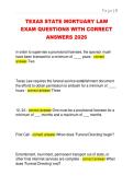 TEXAS STATE MORTUARY LAW  EXAM QUESTIONS WITH CORRECT  ANSWERS 2026 