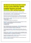 SC General and Structural Pest Control  7A Exam &lpar;Latest 2026&sol;2027 Update&rpar;  Complete Questions and Guide  ANSWERs&comma; 100&percnt; Verified Graded A&plus; 