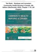 Test Bank - Stanhope and Lancasters Community Health Nursing in Canada&comma; 4th Edition &lpar;MacDonald&comma; 2026&rpar;&comma; Chapter 1-18 &vert; All Chapters