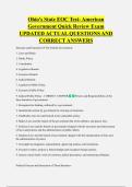 Ohio's State EOC Test- American  Government Quick Review Exam  UPDATED ACTUAL QUESTIONS AND  CORRECT ANSWERS