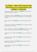 U&period;S&period; History - Ohio's EOC Exam Practice  UPDATED ACTUAL QUESTIONS AND  CORRECT ANSWERS