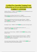 Certified Peer Specialist Training Exam  UPDATED ACTUAL QUESTIONS AND  CORRECT ANSWERS