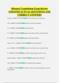 Missouri Constitution Exam Review  UPDATED ACTUAL QUESTIONS AND  CORRECT ANSWERS