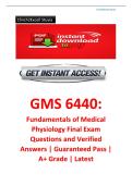 GMS 6440 Fundamentals of Medical Physiology Final Exam 2026 Study Guide Latest Questions  and Verified Answers Pass Guaranteed