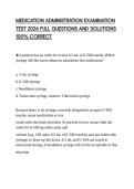 MEDICATION ADMINISTRATION EXAMINATION TEST 2026 FULL QUESTIONS AND SOLUTIONS 100&percnt; CORRECT
