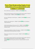 Power Plant Reciprocating Engines Exam  UPDATED ACTUAL QUESTIONS AND  CORRECT ANSWERS