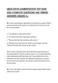 MEDICATION ADMINISTRATION TEST BANK 2026 COMPLETE QUESTIONS AND VERIFIED ANSWERS GRADED A&plus;