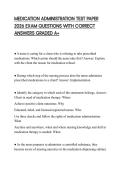 MEDICATION ADMINISTRATION TEST PAPER 2026 EXAM QUESTIONS WITH CORRECT ANSWERS GRADED A&plus;