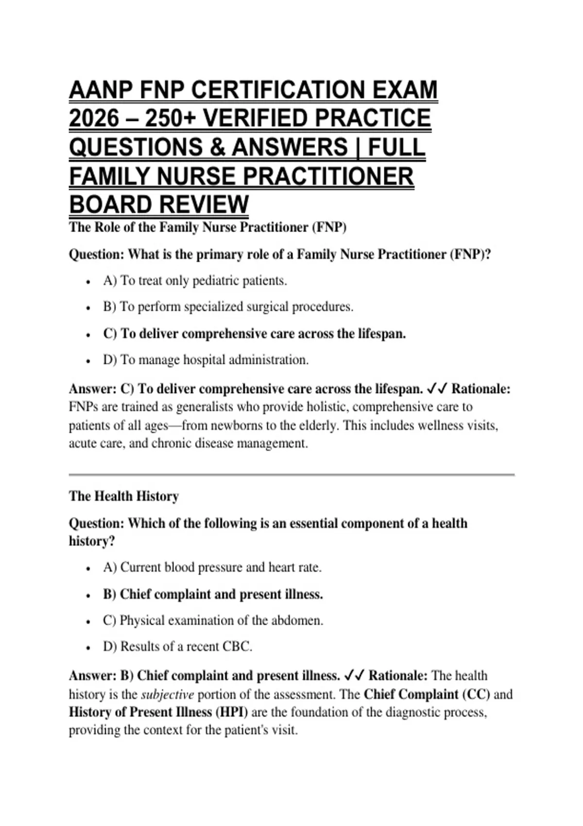 AANP FNP CERTIFICATION EXAM 2026 – 250+ VERIFIED PRACTICE QUESTIONS ...