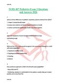NURS 407 Pediatrics Exam 3 Questions and Answers 2026