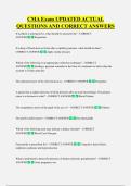 CMA Exam UPDATED ACTUAL  QUESTIONS AND CORRECT ANSWERS