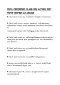 POOL OPERATORS EXAM 2026 ACTUAL TEST PAPER VERIFIED SOLUTIONS